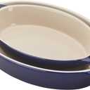 STAUB Ceramic Oval Baking Dish Set, 2-piece, Dark Blue