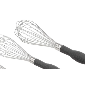 Amazon Basics Stainless Steel Wire Whisk Set for Cooking, Dishwasher Safe, 2Piece, Black/Silver