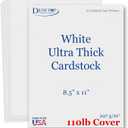110lb Cover Ultra Heavyweight Double Thick Cardstock  Bright White  8.5" x 11"  For Inkjet/Laser Printers (200 Sheets)