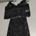 Lilosy Sexy Sheer Floral Lace Pajamas Lingerie Set High Waist Sleepwear Bra and Panty 2 Piece Nightwear (Black, M)