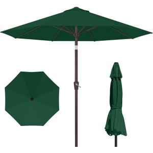 Kingdura 10FT Outdoor Patio Umbrella, Market Table Umbrella with Push Button Tilt and Crank, 8 Sturdy Fiberglass Ribs, UV Protection for Pool, Lawn, Deck, Backyard, Garden (Dark green)