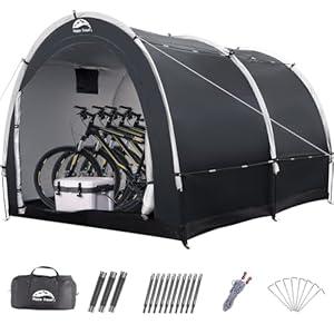 Happy Travel Bike Storage Tent Shed, Outdoor Waterproof Bicycle Covers Shelter with Window for 8 Bikes,Oversized Outside Portable Sheds for Lawn Mower,Garden Tools Arch-8x7x5.6ft