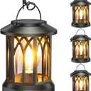 WdtPro 4 Pack Solar Lantern Outdoor Lights, Upgraded Bright Solar Lanterns Outdoor Waterproof, Hanging Solar Powered Lantern Over 12Hrs Lights for Outside Garden Yard Patio Tree Path Decor, Black