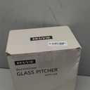 2 Pack 2 Liter/68 oz Square Glass Pitcher with Lid, Classic Stripes Water Pitchers with Handle for Fridge, Large Jug for Iced Tea, Coffee, Borosilicate Glass Carafe for Hot/Cold Brew Drink, Gold