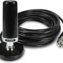 BASIKER 3 Inch Vehicle Mobile Ham Radio Antenna Dual Band VHF UHF 136-174MHz 400-470MHz, NMO Magnetic Base Mount SO239 PL-259 Plug 16.4ft RG58 Coaxial Cable, CB Radio Antenna Truck Car Accessories (Black)