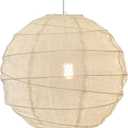 Hytsoeee(19.69Inch) Large Round Linen Fabric Lantern, Beige Foldable Hanging Fabric Lantern Lamp Shade,Handmade Linen Cloth Lanterns Pendant Light Shade for Home, Leisure Places, Ceiling Decor, 19.69 inches x 18.9 inches