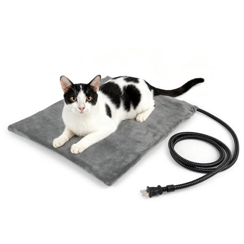 NICREW Pet Heating Pad for Dogs and Cats, Heated Cat Bed with Steel-Wrapped Cord and Soft Fleece Cover, 17.7 x 15.7 Inches, 30 Watts