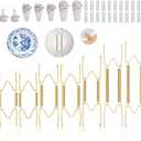 7 pcs Plate Hangers for The Wall, 4/6/8/10/12 Inch Invisible Decorative Wall Plate Hangers, Stainless Steel Plates Walls Hanger for Display Various Sizes with Hooks for Decorative