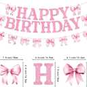 Pink Bow Birthday Party Decoration, Girl Bowtie Themed Supplies, Bow Knot Happy Birthday Banner Garland, Bow Latex Balloons, Bow Cake & Cupcake Toppers, Satin Ribbon for Coquette Birthday