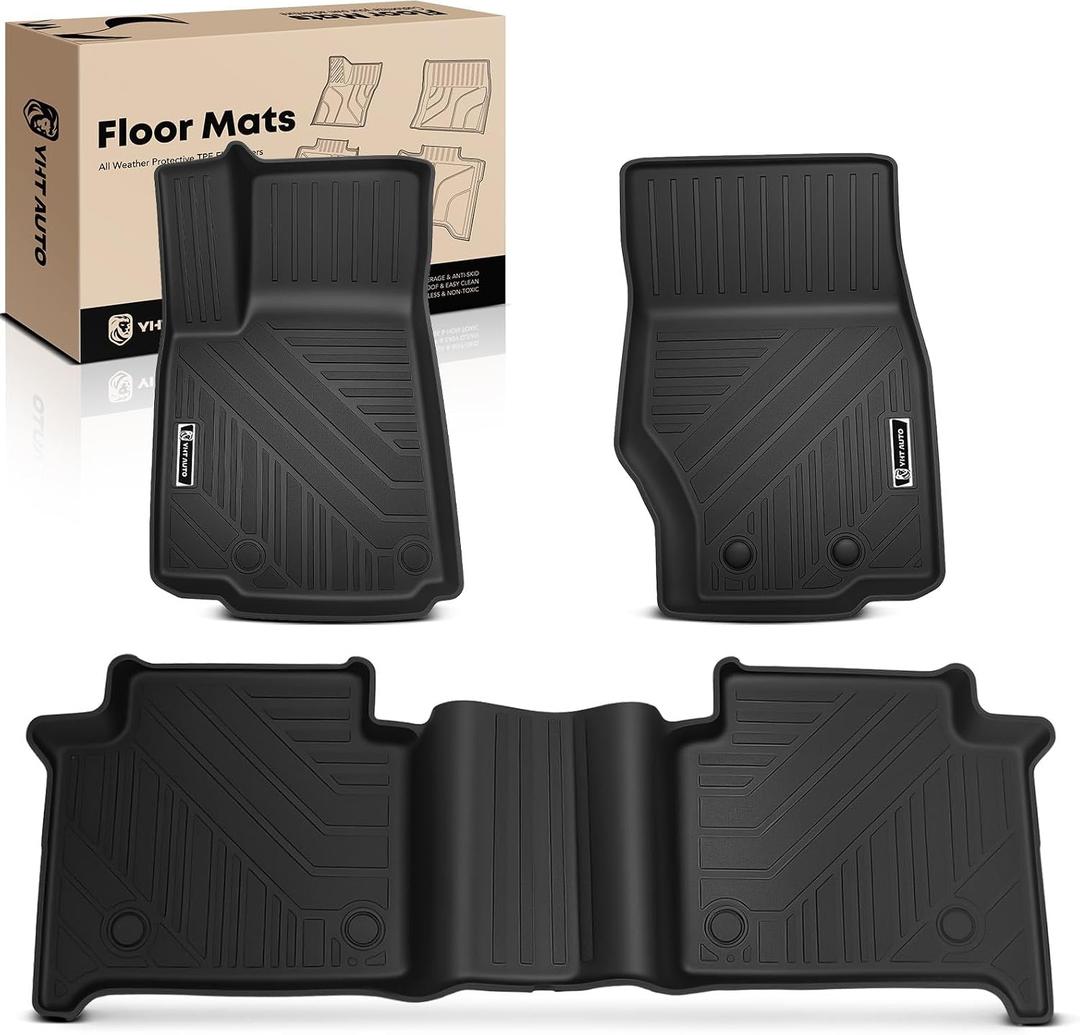 YHTAUTO Automotive Floor Mats for Jeep Grand Cherokee WL 2022-2025
5 Seats | TPE All Weather Car Mats, Anti-Slip & Custom Fit Floor Liners | Front & 2nd Row, Black, Set of 3