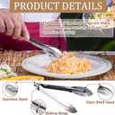 Meanplan 50 Pcs Small Stainless Steel Kitchen Tongs 7 Inch Food Serving Tongs Metal Cooking Clips High Heat Resistant Clips with Sliding Rings for Buffet Food Cooking Salad Grilling, Silver
