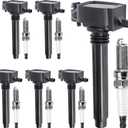 Ignition Coil Pack and Iridium Spark Plugs Set of 6 Compatible with Chrysler 200 300 Town & Jeep Grand Cherokee/Wrangler & Dodge Grand Caravan/Charger/Journey & Ram 1500/ProMaster 3.6L V6 UF648+97390
