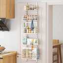 ODesign Adjustable 5-Tier Over the Door Pantry Organizer, 12 Inches Wide-Pantry Door Organizers and Storage-Spice Rack Wall Mount-Door Organizer Hanging, Stable No Door Jamming (White), WP277-1 (Cream White)
