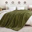 Olive Green Throw Blanket 50 x60 Inches, Soft Plush 330GSM Flannel Fleece Blanket, Cozy Lightweight Warm Decorative Blanket for Couch Sofa Bed, All Season Use