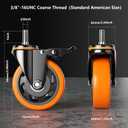 Stem Caster Wheels 3 Inch Heavy Duty Threaded Stem Casters UNC 3/8"-16 x 1 Swivel Casters Set of 4 with Safety Dual Locking Wheel for Furniture and Cart