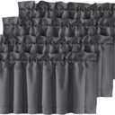 H.VERSAILTEX Blackout Valances for Windows,Kitchen Valance Curtains for Living Room/Bedroom/Bathroom Short Window Privacy Rod Pocket, 4 Panels 52" W x 18,Charcoal Gray