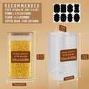 D2scrma 156oz Airtight Glass Square Storage Canister with Bamboo Lid Set of 2(4600ml*2) Large Gallon Glass Jars for Sugar, Flour, Cookies and Coffee beans (with Black Lable)