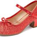 Osinnme Girls Dress Shoes Princess Shoes Sparkle Toddler High Heels Wedding Party Prom Footwear Cute Flower Mary Jane Pumps for Little Kids 2