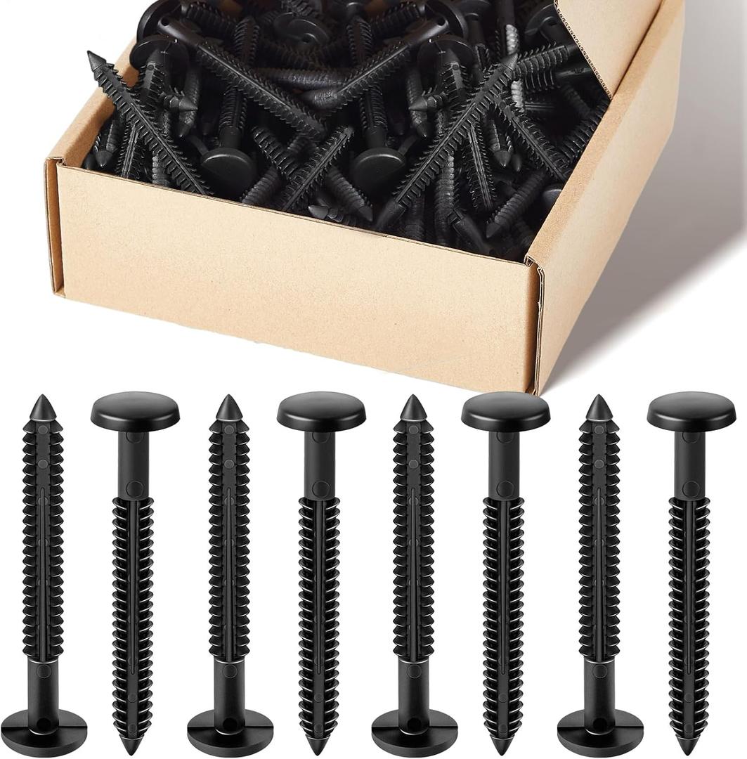 Blulu 120 Pcs 3 Inch Vinyl Shutter Fastener Window Panel Peg Lok Pin Pegs Screws Shutter Spikes Anchor (Black)