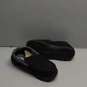 shoeslocker Men's Slippers Microsuede Moccasin Memory Foam House Shoes (Size 8.5, Black Grey)