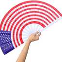 Pack of 4, GeGeYa American Flag Fan-Folding Hand Fans-13 inch Large Rave Fan Popping Fan Clacking Fans for Line Dancing Outdoor,Wedding,Party,Decoration
