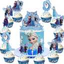 25pcs Frozen Cake Toppers: Girl Cupcake Toppers - Elsa Birthday Party Decorations, Supplies
