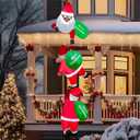 8 FT Inflatable Outdoor Decoration, Black Santa Inflatable Climbing Santa Christmas Blow Up Yard Decorations with Suction Cups, Window Christmas Decorations Outside for Home Roof