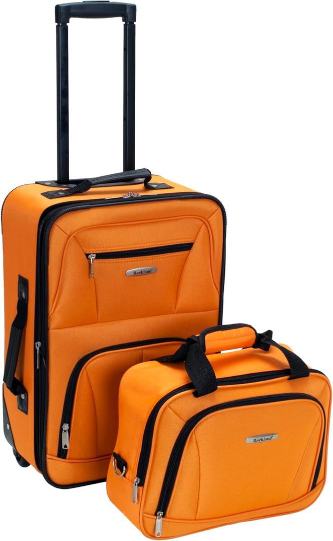Rockland Fashion Softside Upright Luggage Set, Expandable, Orange, 2-Piece Set (14/19)