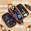 Personalized Toiletry Bag for Men,Engraved Mens Toiletry Travel Bag,Waterproof PU leather Toiletry Shaving Bag for Men Birthday Gift Ideas for Men Dad Husband Him,Anniversary Groomsmen Gifts Brown- M