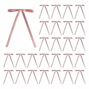 Meseey 30 Pcs Satin Bows with Twist Tie 5 x 7 Inch Pretied Premade Ribbon Bows for Tree Wreath Garland Home Decor Indoor Outdoor Decorations (Rose Gold)