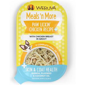 Weruva Meals 'n More Natural Wet Dog Food, Paw Lickin Chicken Plus Skin & Coat Health, 3.5oz Cup (Pack of 12)