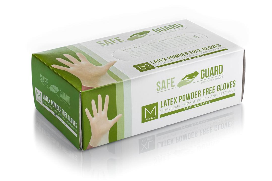 3 x SAFEGUARD Latex Gloves, Powder Free and Food Grade Gloves, 100 Count
