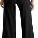 MOOSLOVER Women Wide Leg Yoga Pants with Pockets High Waisted Casual Lounge Pants Comfy Ribbed Loose Pants(S,Black-with Pockets) (Black, S)