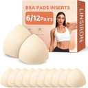 2 x Bra Pads Inserts,Removable Sports Bra Inserts,6 Pairs (Beige)