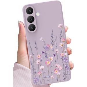 for Samsung Galaxy S25 FE Case,Cute Floral Design for Women Girls,Soft Slim Drop Protection Flowers Silicone Phone Cover with Shockproof Anti-Scratch Microfiber Lining,Colorful Flower