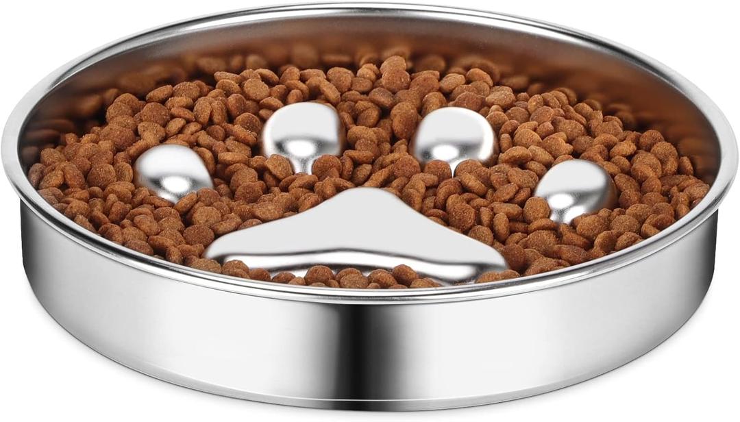 Slow Feeder Dog Bowls 304 Stainless Steel, 2 Cups Metal Food Bowls, Water Bowl for Small & Medium Sized Dogs, Fun Bloat Stop Pet Fast Eaters (2 Cups/ 1.6" Deep (Max 4Cups))