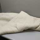 Levtex Home - Cross Stitch - Quilted Throw - 50x60in. - 100% Cotton - Reversible Pattern - Taupe with White Contrast Stitching