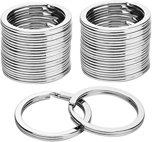 KINGFOREST 100-Pack 1 Inch Metal Key Rings (25mm) - Silver Split Keychain Rings for Keys, DIY Crafts, Home, Car & Office Accessories - Durable Nickel Flat Keyrings Bulk