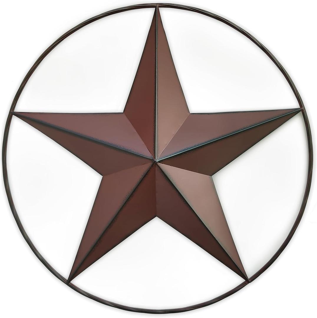 24.5" Red Large Barn Star Wall Decor-Americana Exterior House Decor-Metal Star for Outside Texas Stars Art Rustic Vintage Western Country Home Farmhouse Wall Decoration