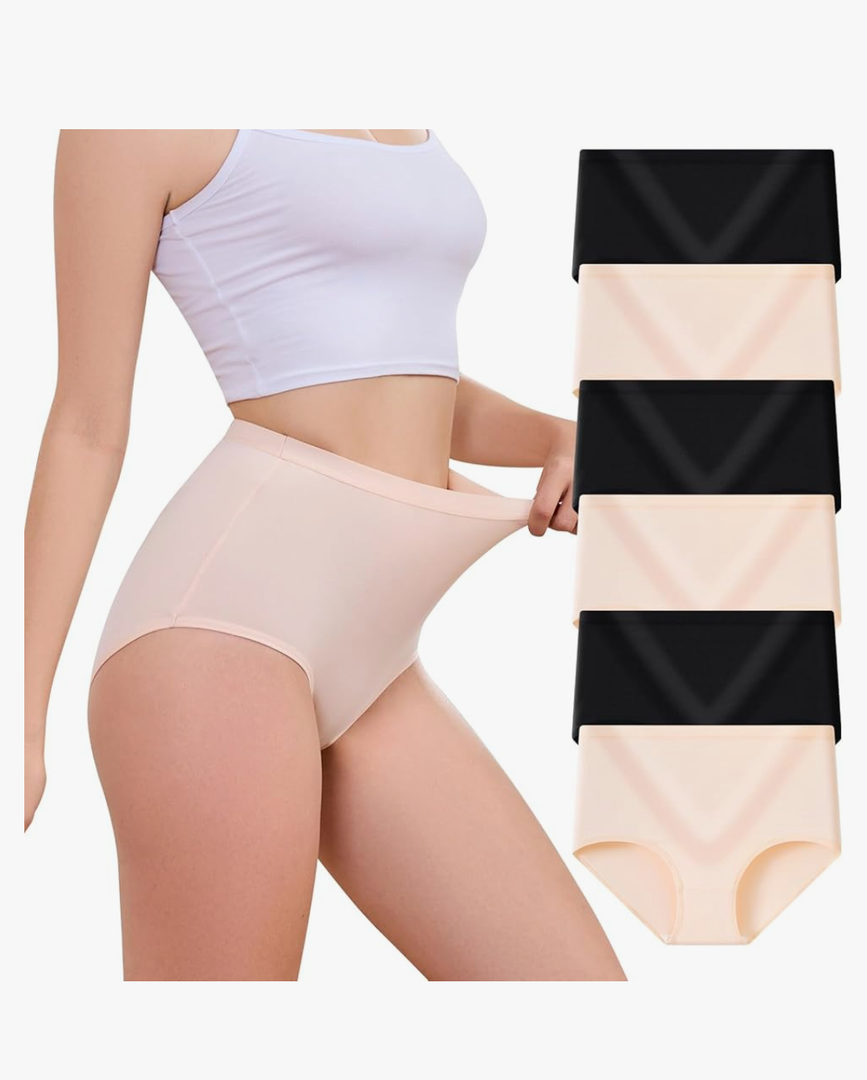 Womens Underwear Pack,C Section High Waisted Tummy Control Moisture-Wicking Brief Underwear,No Show Seamless Panties 6Packs L
