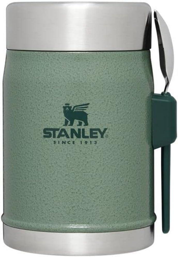 STANLEY Classic Food Jar and Spork | Vacuum Insulated Food Container | Wide Mouth Screw On Lid | Packable for Travel | Stainless Steel with Leakproof Lid | BPA-Free (14 oz)
