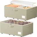 Dayacoco Underbed Storage with Wheels, 2 Pack Under Bed Storage Containers with Clear Lids, No Assembly Required, 10.1 inch Rolling Under Bed Storage for Clothes, Beige