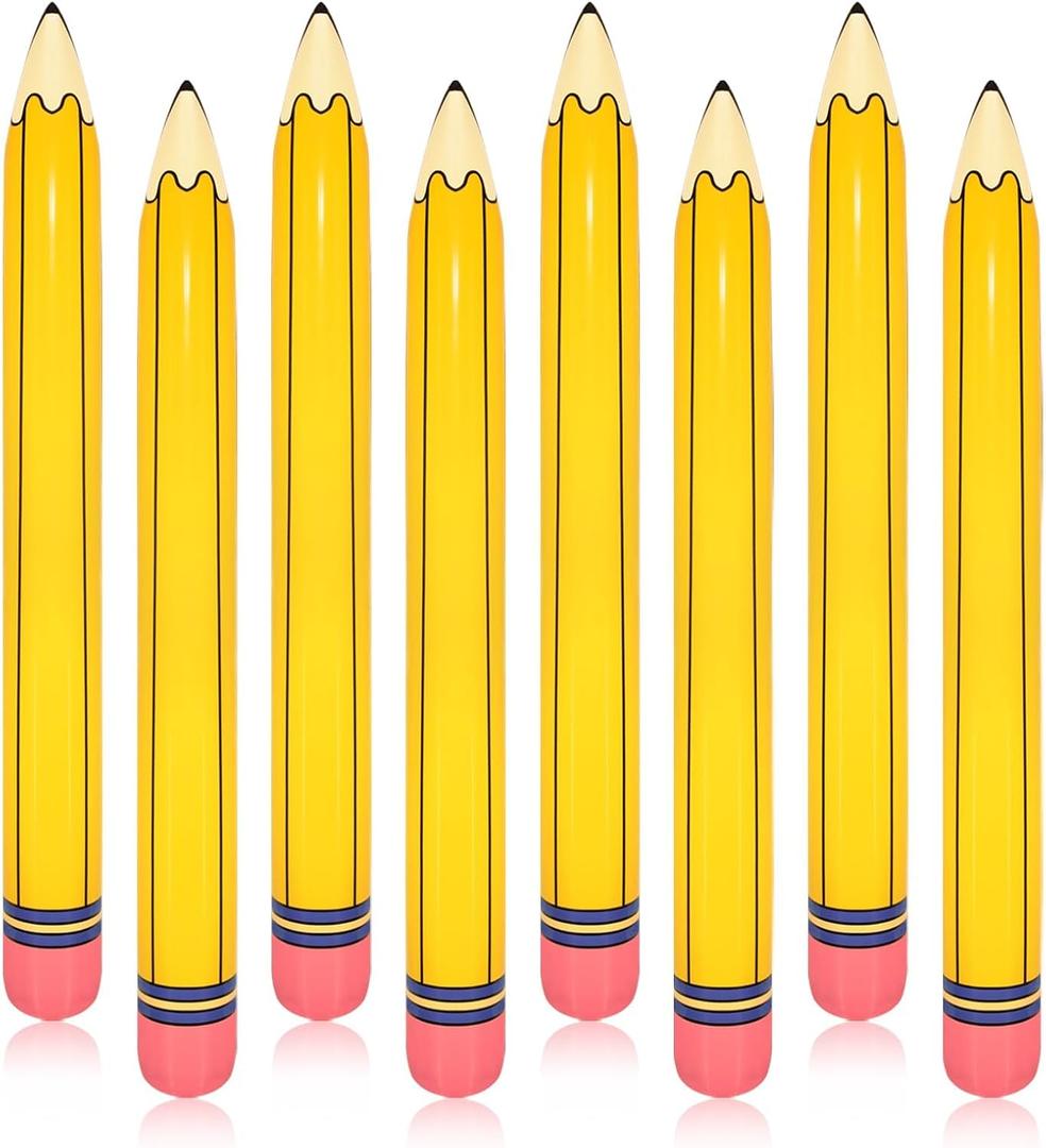 8 Pieces 44 Inch Giant Inflatable Pencils Balloon Back to School Dimensional Pencils Balloon Graduation Party Decoration for Back to School Classroom Garden Room Birthday Party Decorations