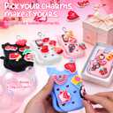 Mity rain Valentine Cat Silicone Case for Touchland Mist 1 FL OZ Hand Sanitizer Spray, Portable Travel Keychain with 10 Love Charms, Ideal Valentine’s Day Gifts for (Him/Her) your belove