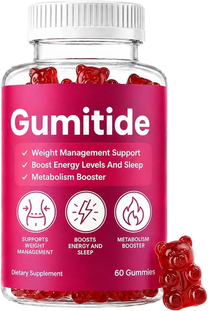 Gumitide Gummies, Apple Cider Vinegar Gummies, with Apple Cider Vinegar, Calcium+Magnesium+Sodium, Weight Management Support, Improve Metabolism, Boost Energy Levels and Sleep, 60 Gummies (EXP 04/02/28)