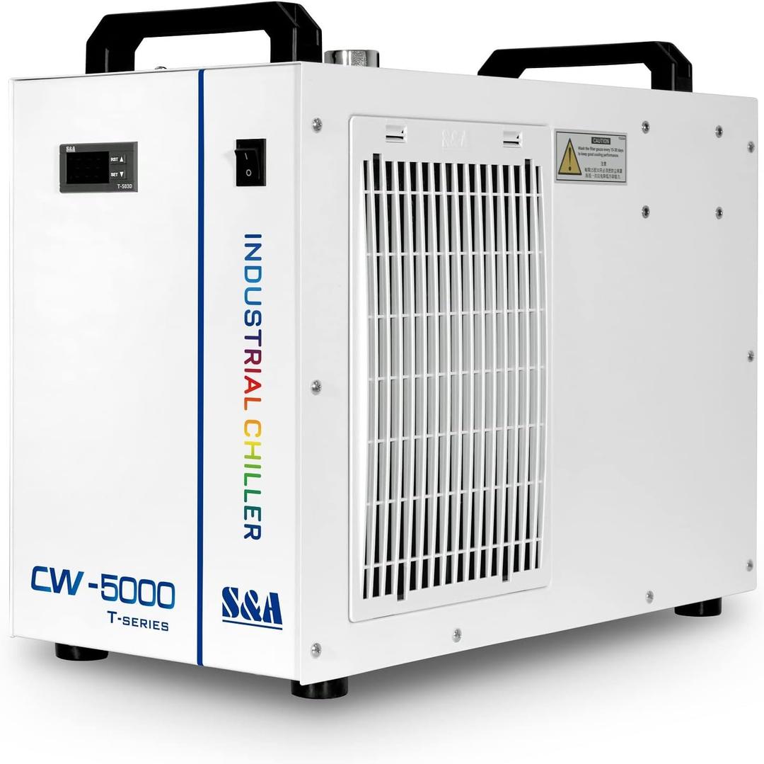 S&A CW-5000 DG Industrial Water Chiller 7L 1.14HP 2.64gpm Water Cooling System for 40W 50W 60W 70W 80W 90W 100W CO2 Laser Engraving & Cutting Machines,Cools 3868 BTU/Hour (CW-5000DG (US Amazon))