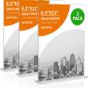 3 Pack 8.5x11 Clear Acrylic Sign Holder, Clear Display, Stand By Straight or Tilted, Vertical Double-Sided Desktop Picture Frame, Menu Holder, Certificate Frame