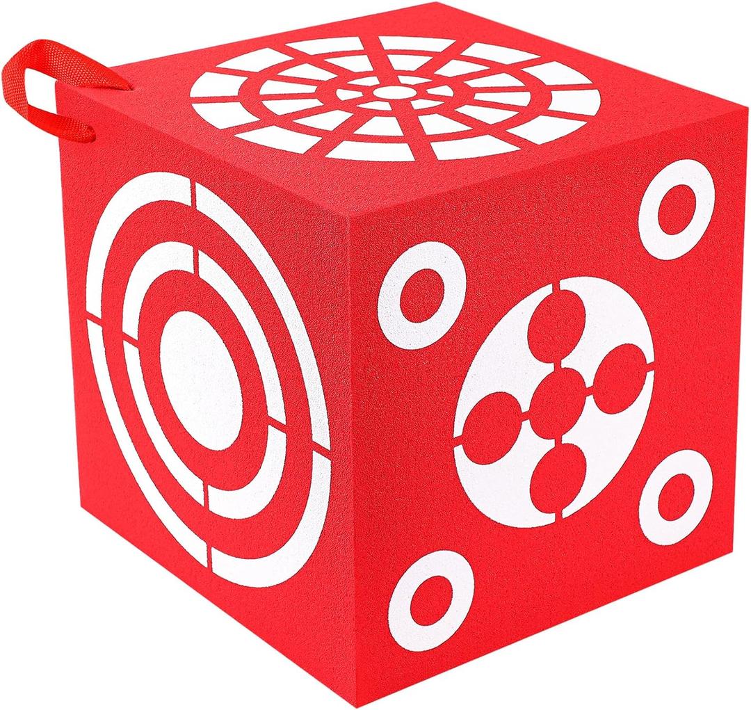 ShinyRelief Red 3D Foam Archery Target 6 Side Dice Cube Archery Target Accessories with Handle 13 x 13 x 13 Inch Lightweight Archery Block Target for Shooting Backyard Practice, Easy Arrow Removal