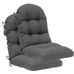 QILLOWAY Indoor/Outdoor High Back Chair Cushion for Adirondack,Spring/Summer Seasonal All Weather Replacement Rocking Chair Cushions. (Set of 2, Dark Grey)
