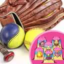 Sunnymove 12 Pcs Ice Cream Drip Softball Drawstring Bag with Handle 7.5'' x 10'' Softball Drip Goodie Bag Bulk Ice Cream Party Favors Sport Themed Team Birthday Party Supply for Treat Candy Snack